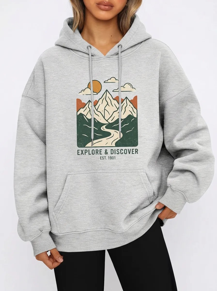 Women's Nature Adventure Explore Mountain Graphic Hoodie