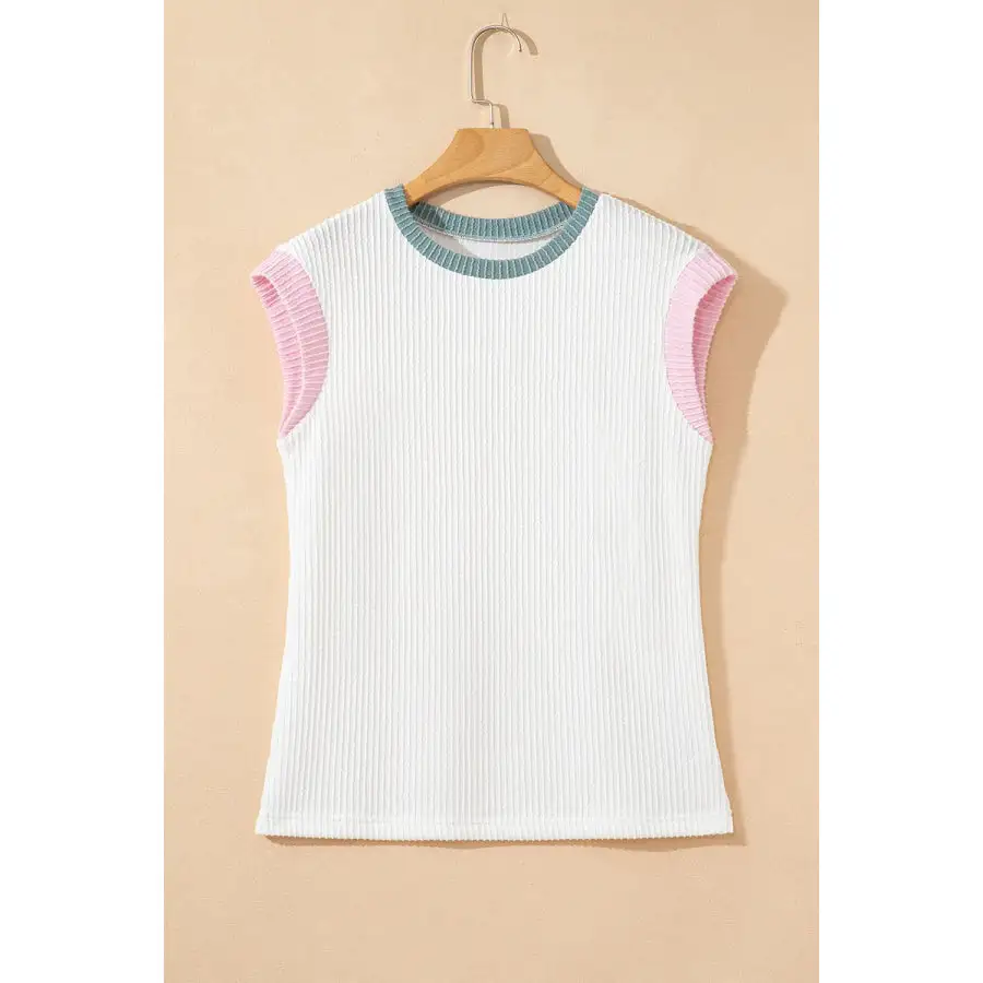 Contrast Trim Ribbed Knit Sleeveless Top