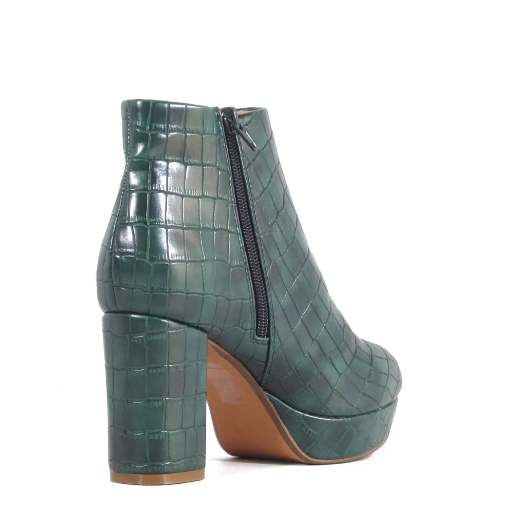 Retro Platform Heel Ankle Boots