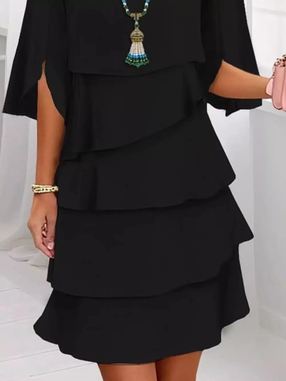 Ruffle Flutter Sleeve Midi Dress