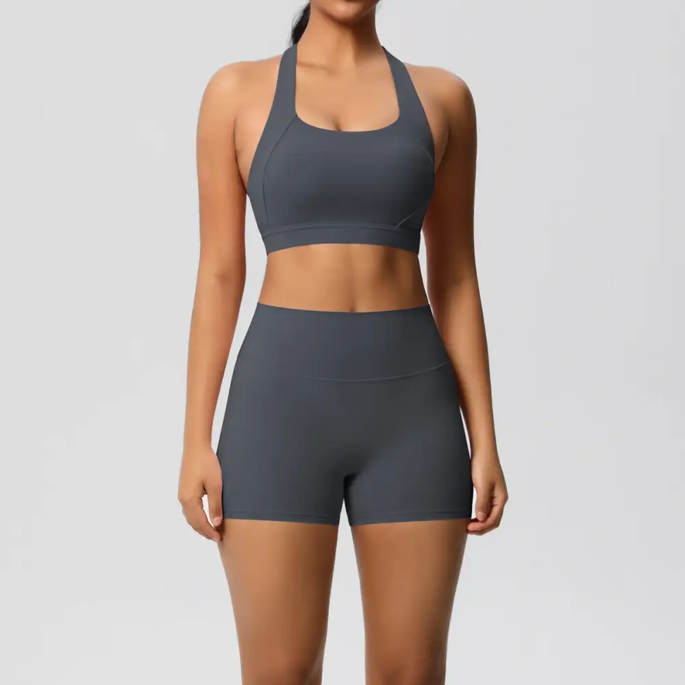 Cross-Back Backless Two-Piece Shorts Active Set