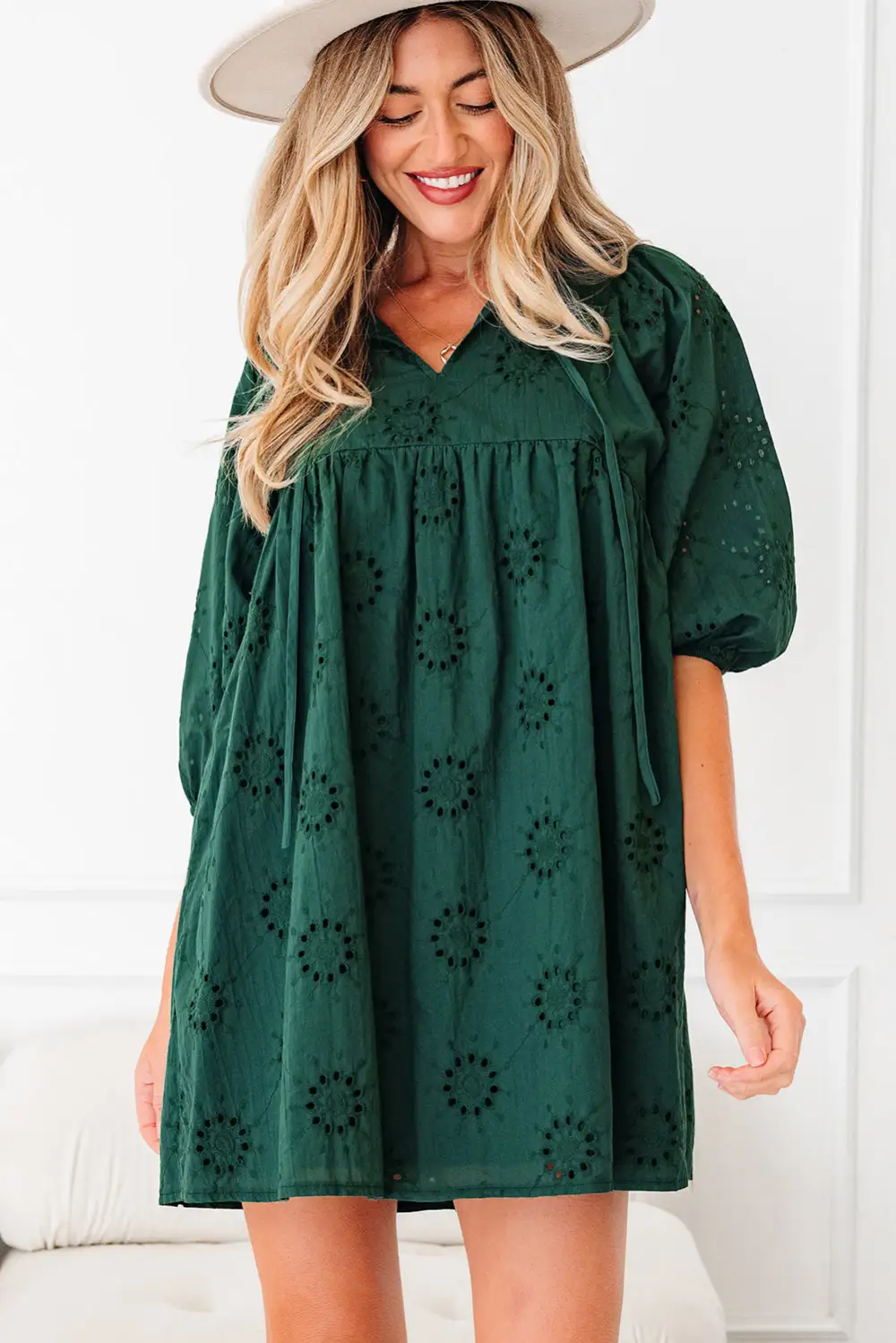 Wearable Cut Embroidered Eyelet Mini Dress