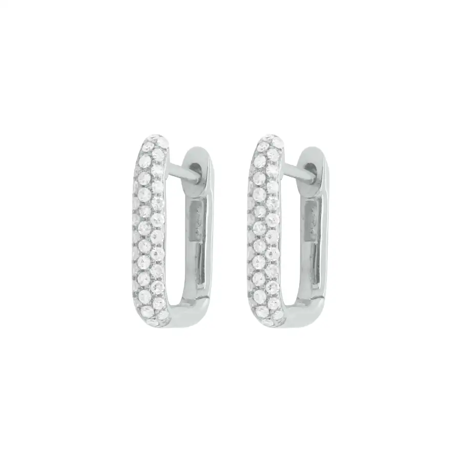 Refined Polished Gem Detail Huggie Earrings