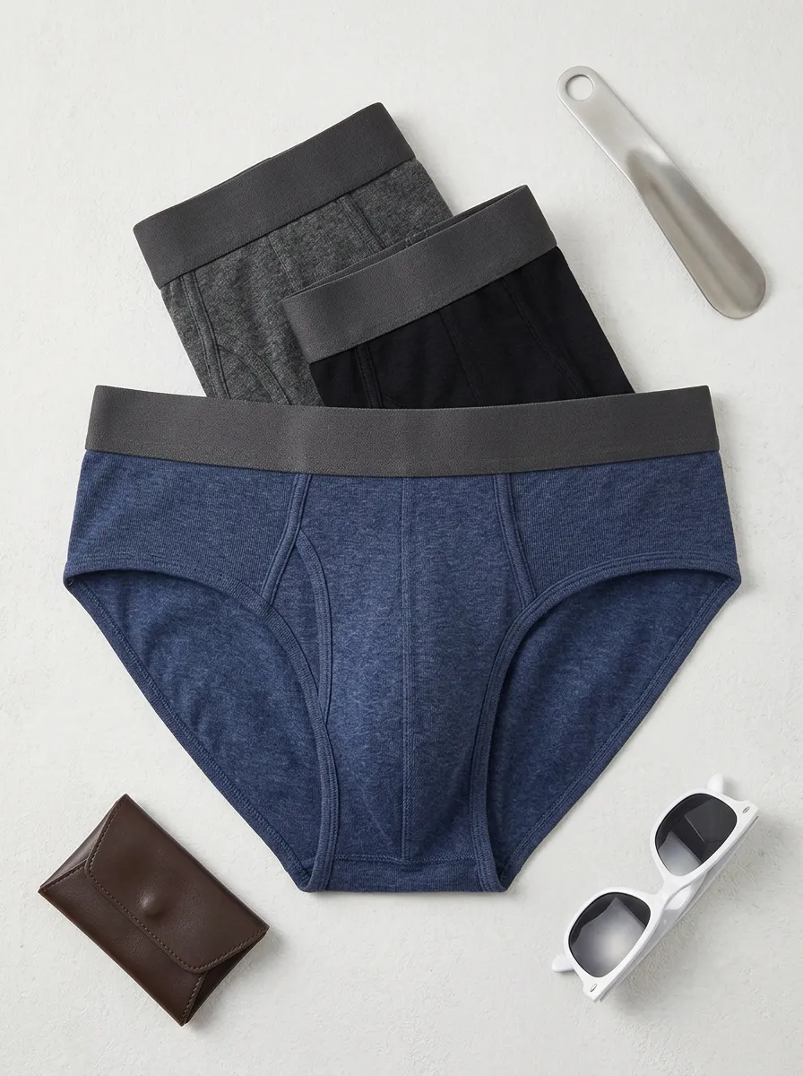 Men's Solid Color Minimalist Printed Briefs