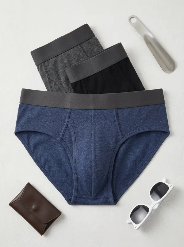 Men's Solid Color Minimalist Printed Briefs
