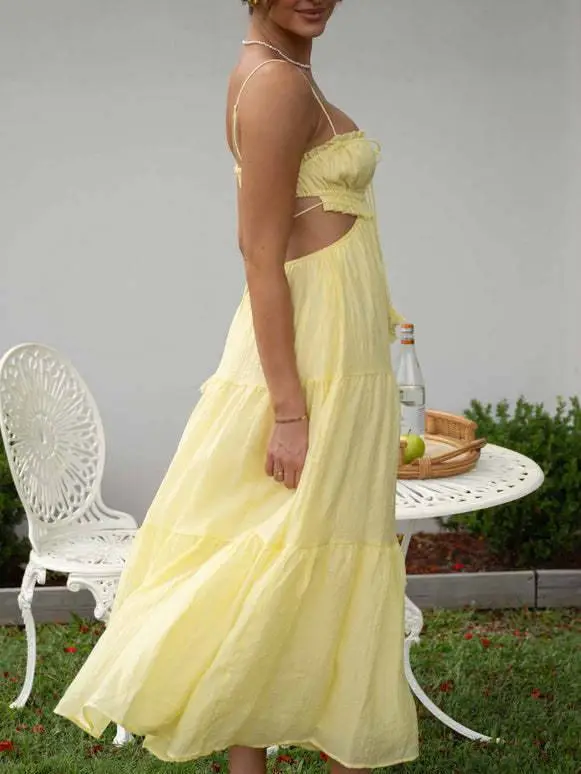 Sling Hollow Open Back Large Pendulum Midi Dress
