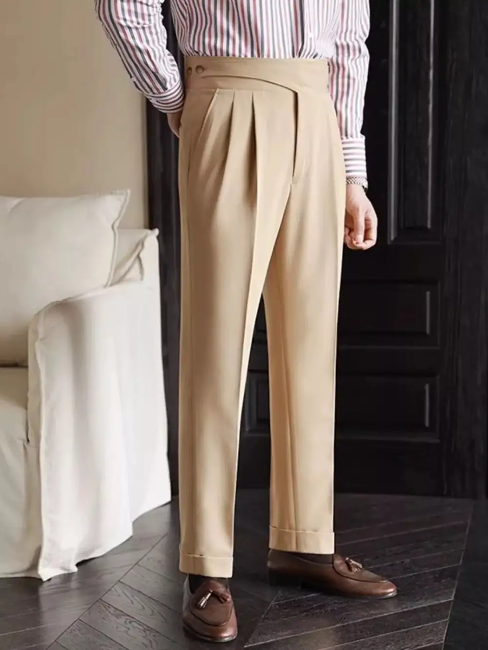 Men's Pleated Wide Leg Dress Pants