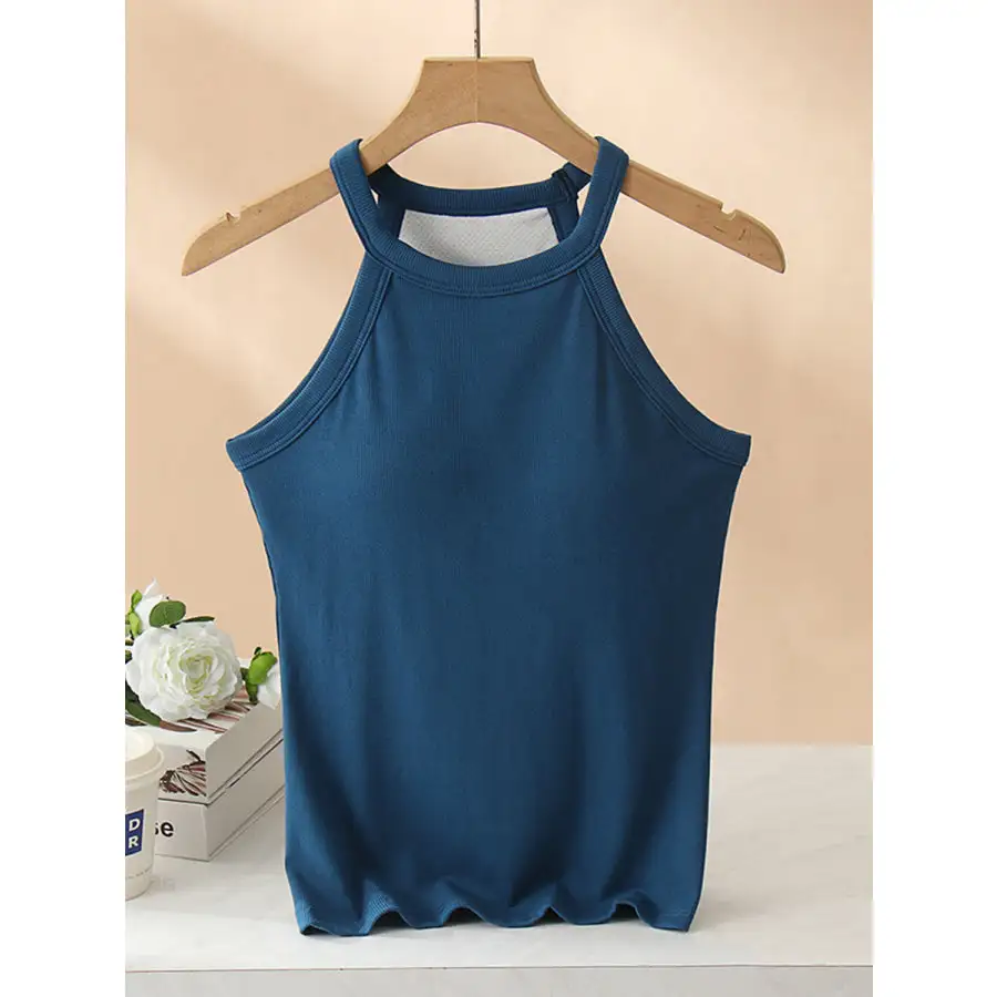 Grecian Neck Tank With Chest Pads