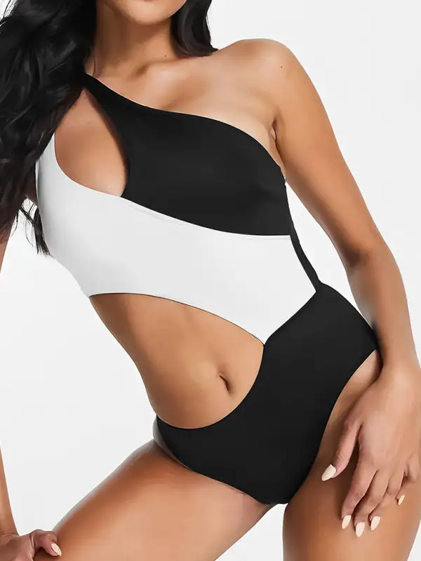 Contrasting One Piece Swimsuit