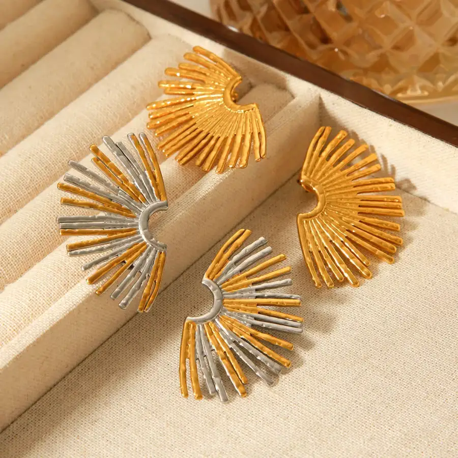 Stainless Steel Fan Shaped Earrings