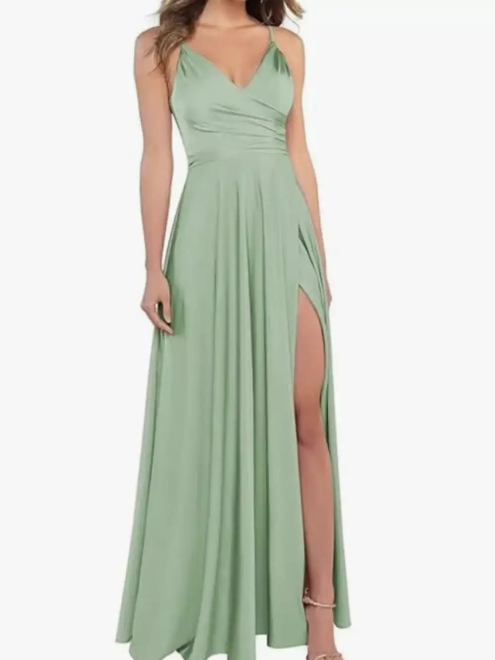 Ruched Slit Maxi Dress