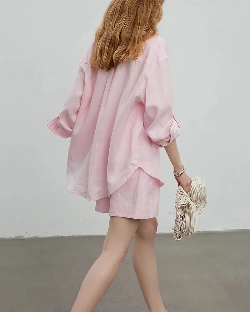 Breezy Linen Oversized Shirt and Shorts Matching Set