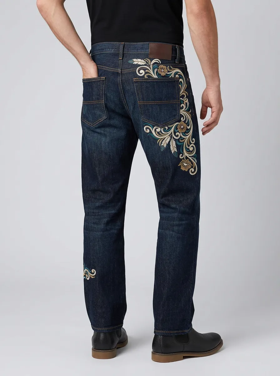 Classic Style Straight Fit Washed Finish Men's Everyday Denim Jeans
