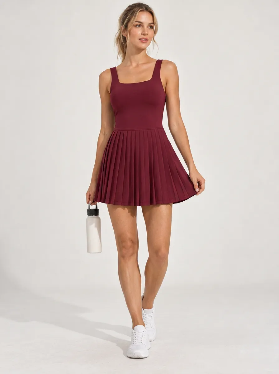 Women's Pleated Performance Ease Sleeveless Sports Dress