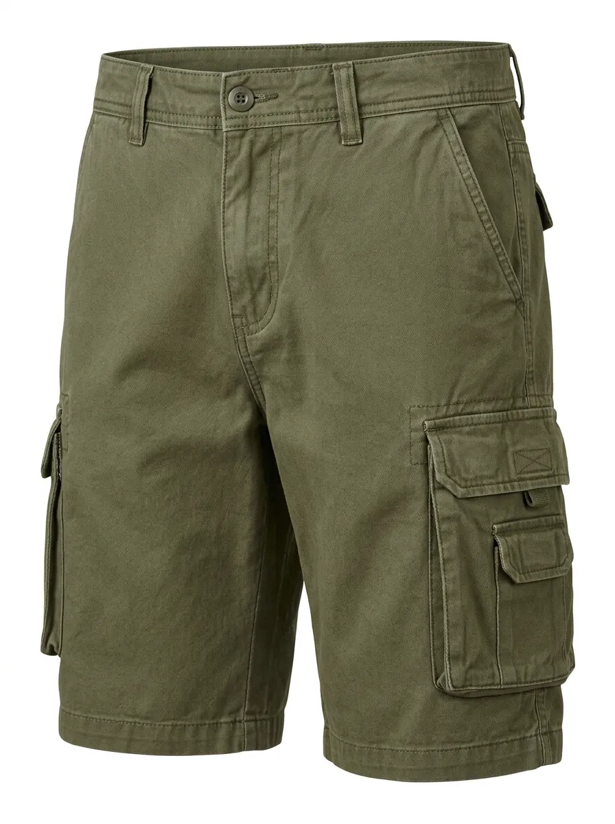 Men's Outdoor Tactical Olive Green Multi-Pocket Cargo Shorts