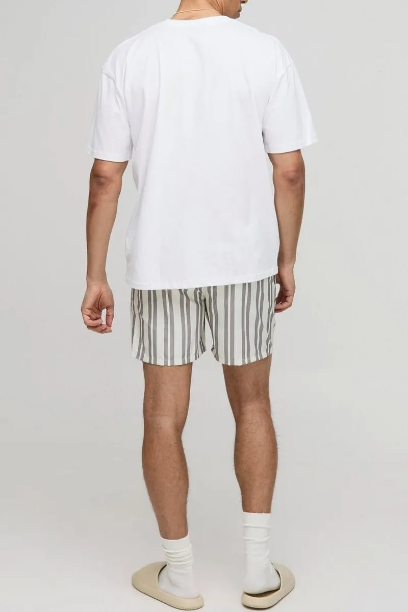 Regular Mid Length Stripe Swim Trunks Spring And Summer