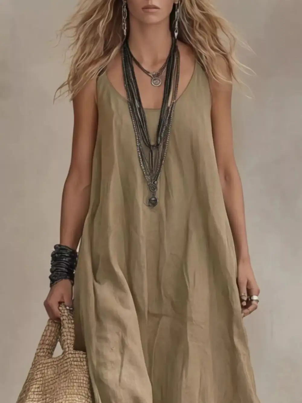 Scoop Neck Sleeveless Maxi Dress