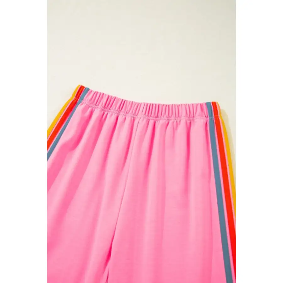 Contrast Striped Elastic Waist Active Pants