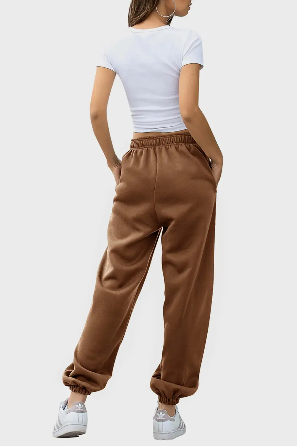 Relaxed Elastic-Waist Pocketed Jogger Pants