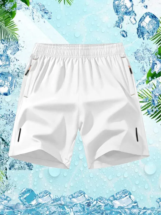 Men'S Solid Color Zipper Pocket Shorts