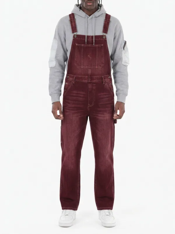 Men's Casual Vintage Wash Denim Bib Overalls