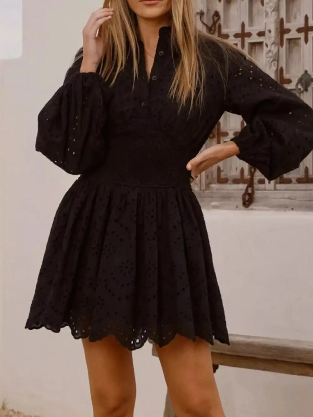 Eyelet Mini Dress