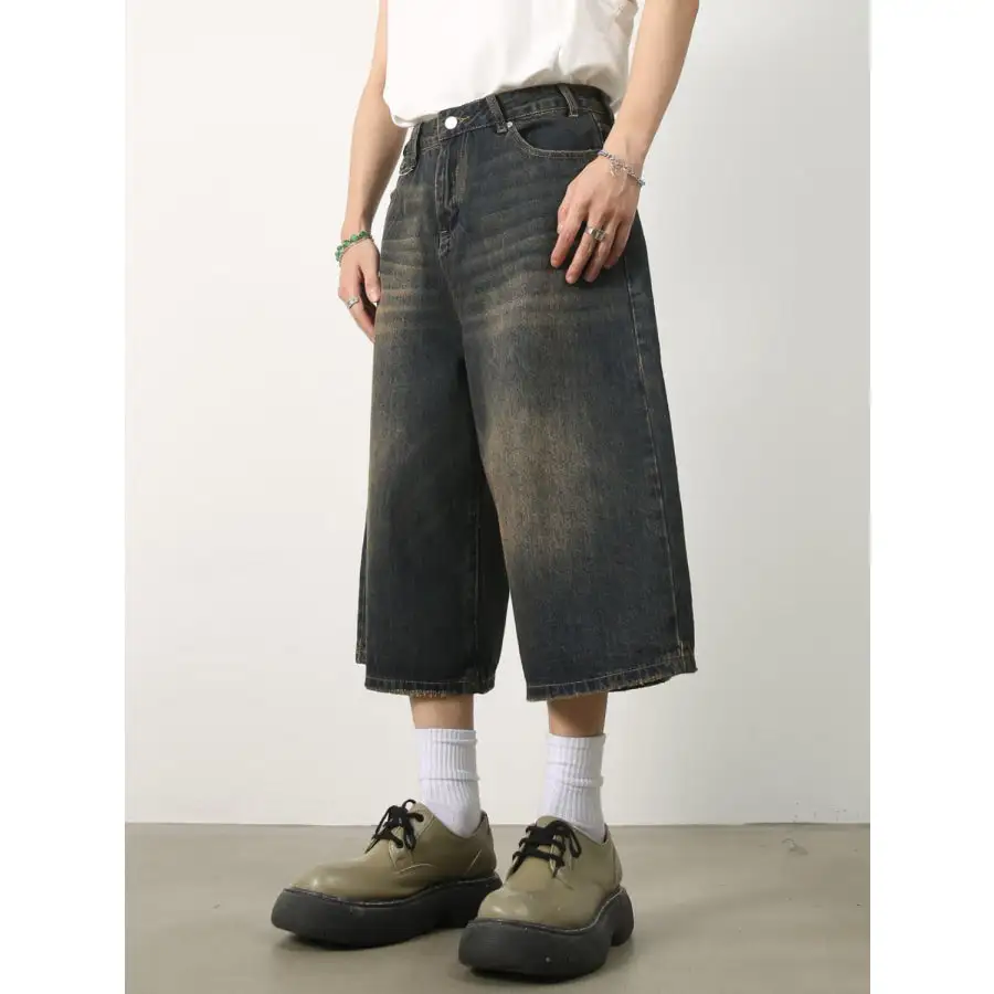 Men's Wide Leg Denim Shorts