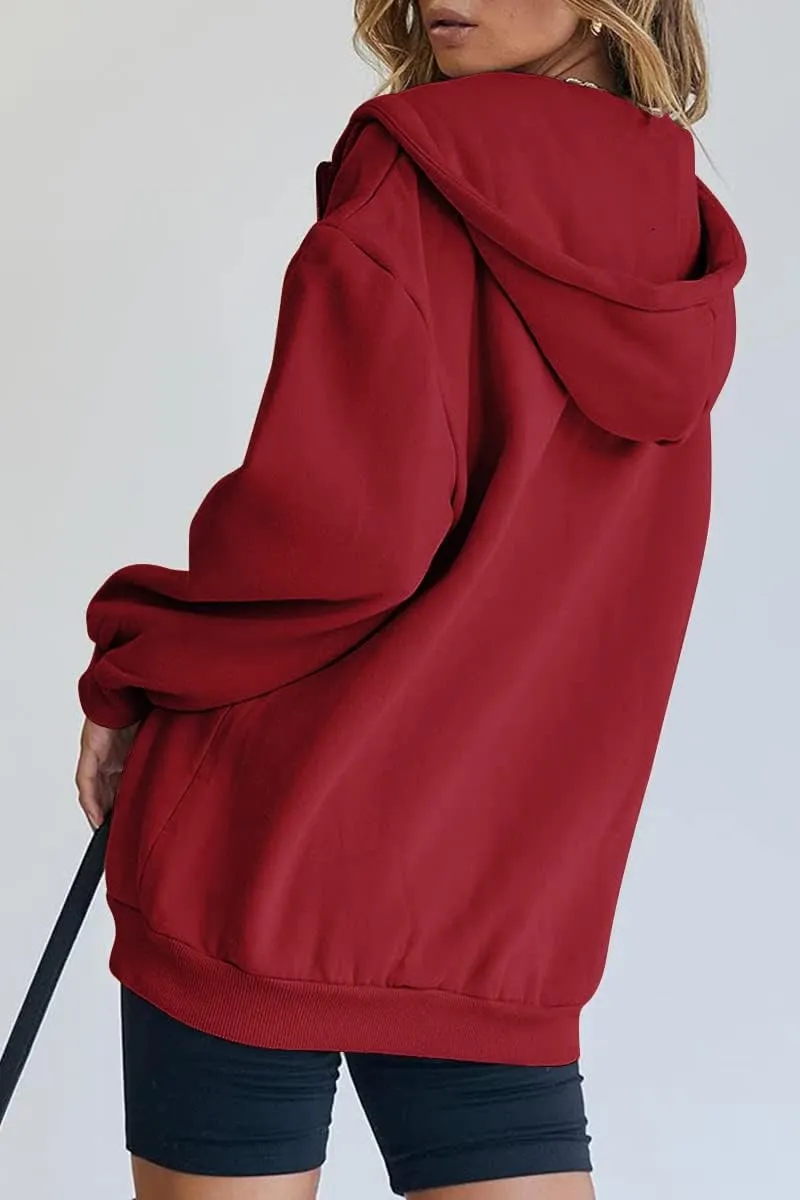 Women's Cute Hoodies Teen Girl Fall Jacket Oversized Sweatshirts Casual Drawstring Zip Up Y2K Hoodie with Pocket