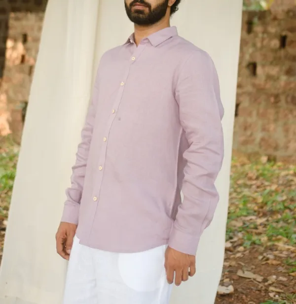 Lavender Linen Button-Up Shirt