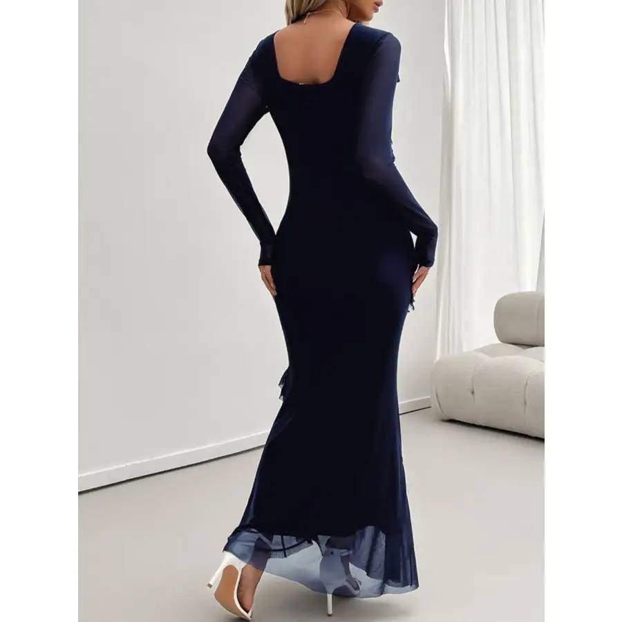 Devine Ruffled Surplice Long Sleeve Maxi Dress