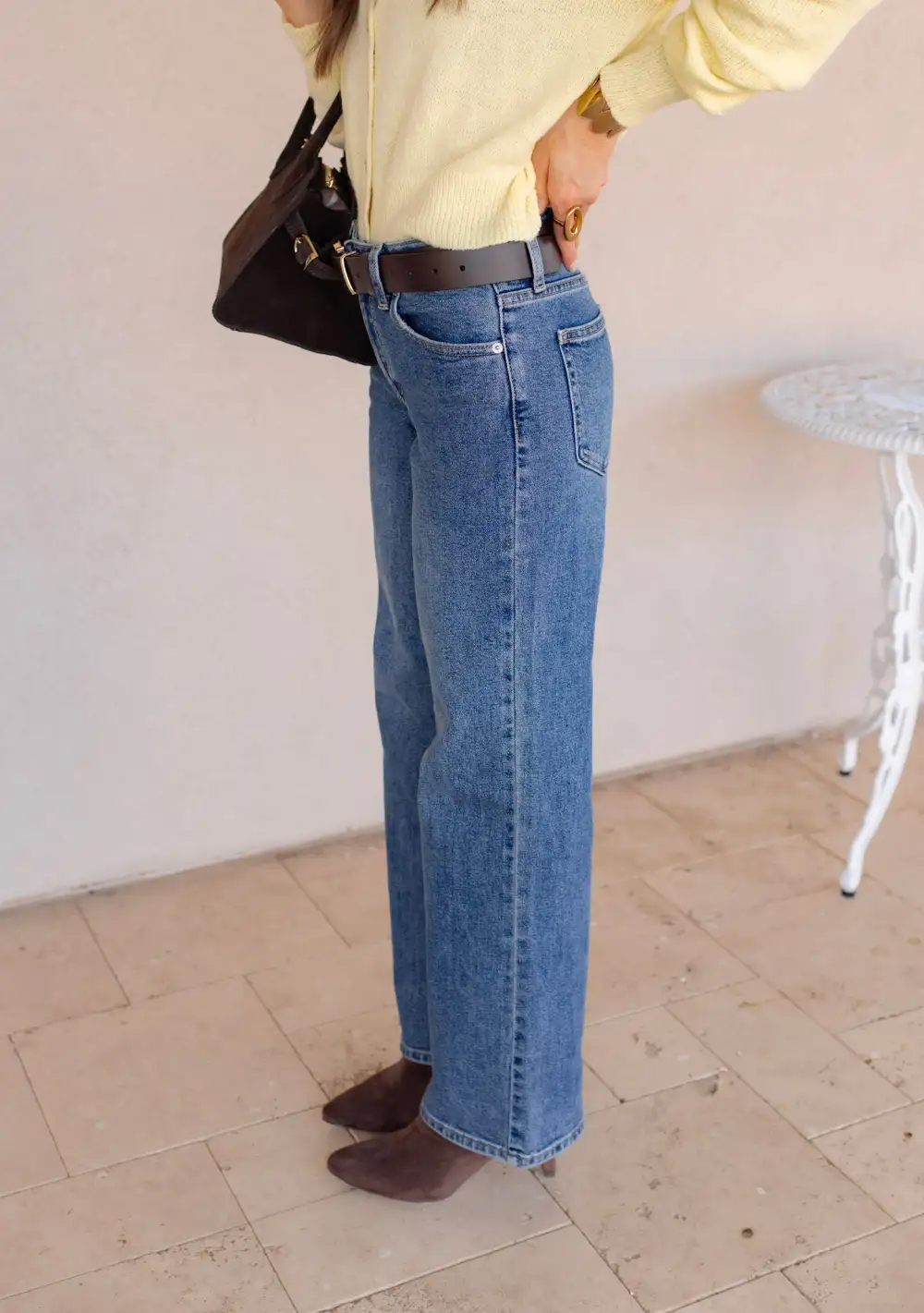 Mid Rise Casual Wide Leg Jeans