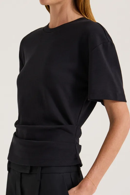 Black Asymmetric Jersey Tee