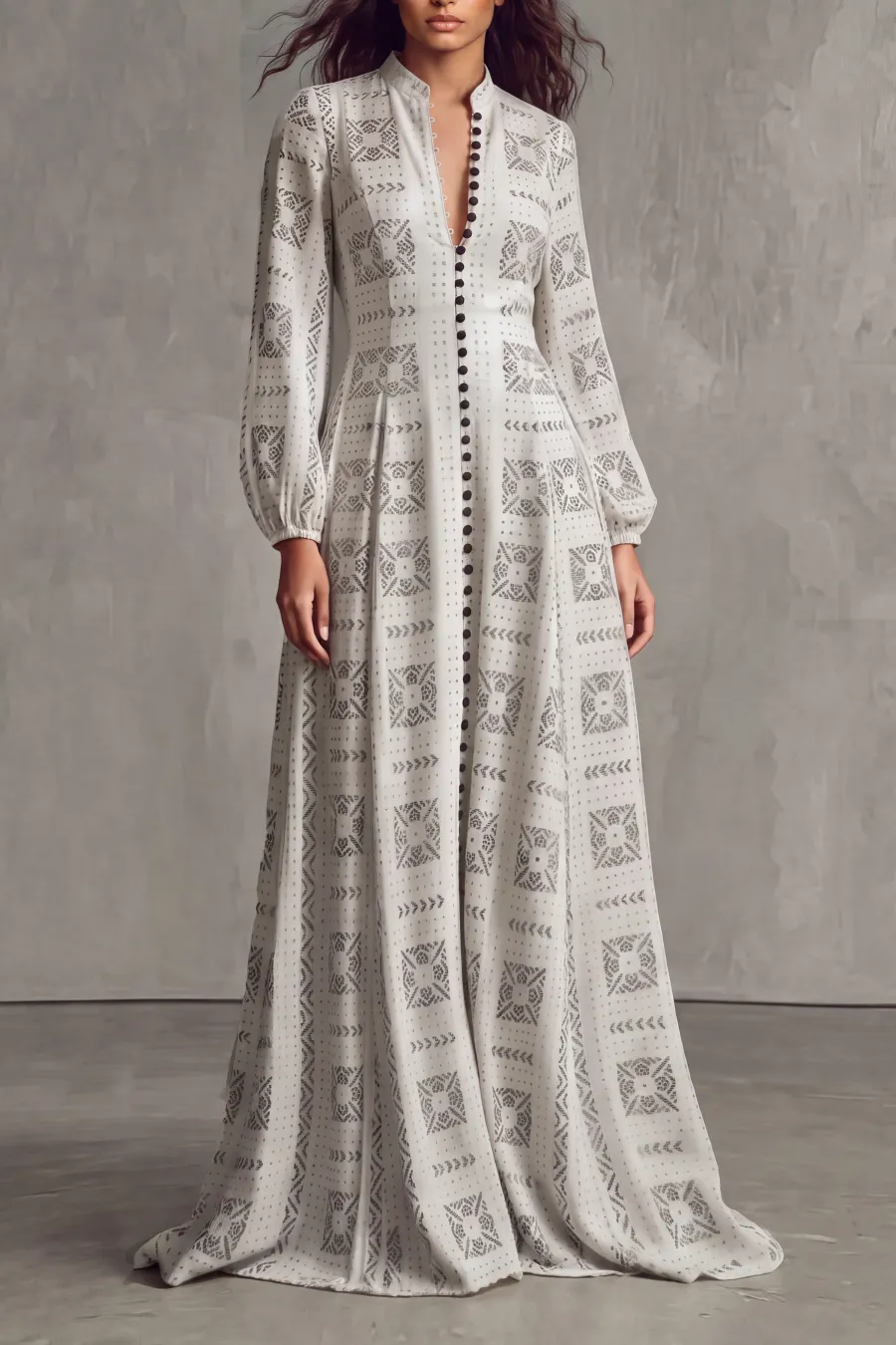Button Front Printed Maxi Dress