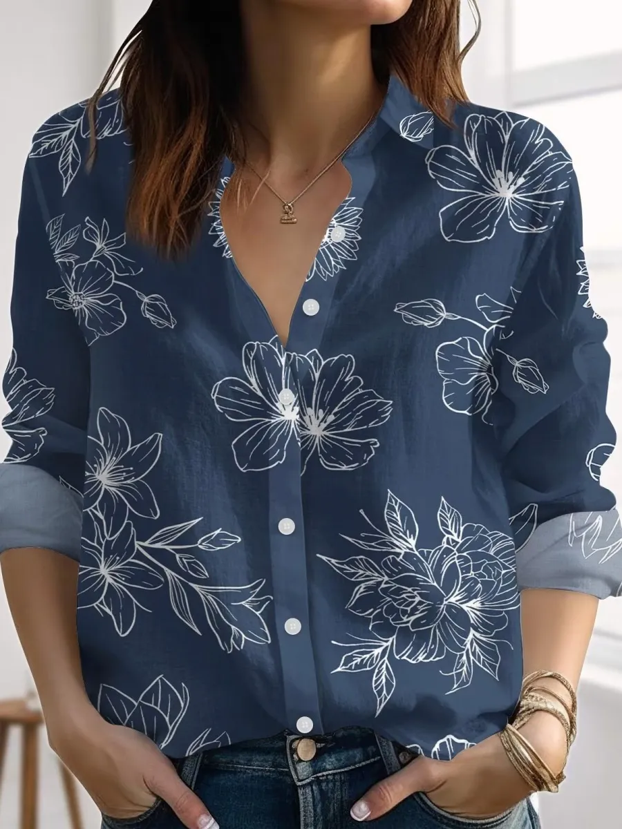 Minimalist Floral Button Shirt