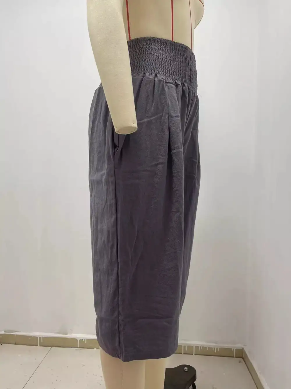 Smocked Wide Leg Capri Pants