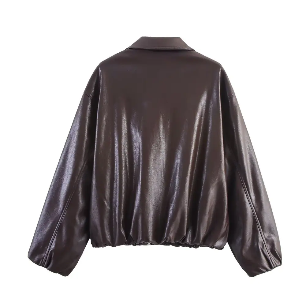Structured Leather Casual Outerwear Jacket