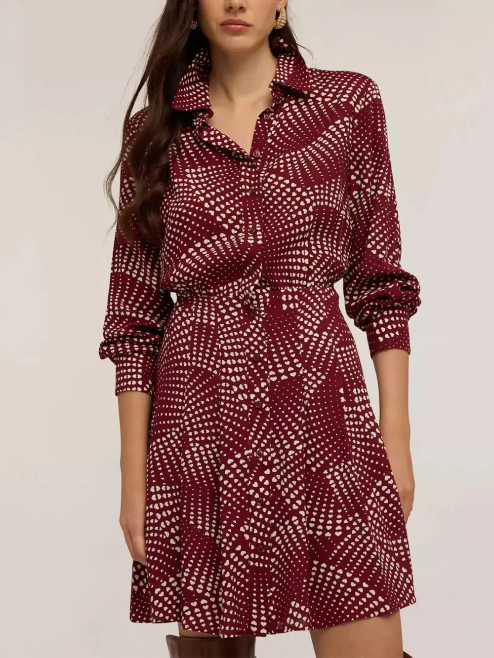 Printed Long Sleeve Mini Dress
