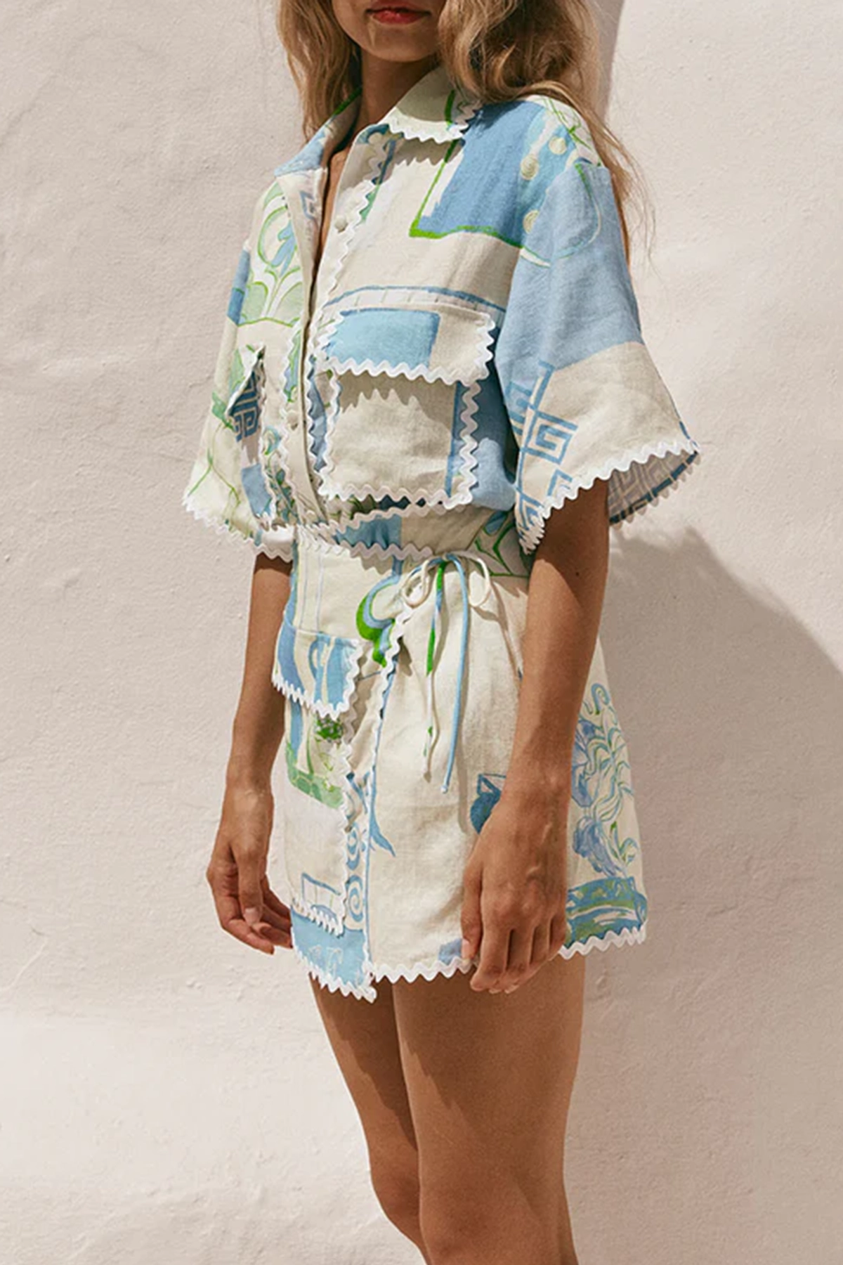 Patchwork Print Mini Skirt