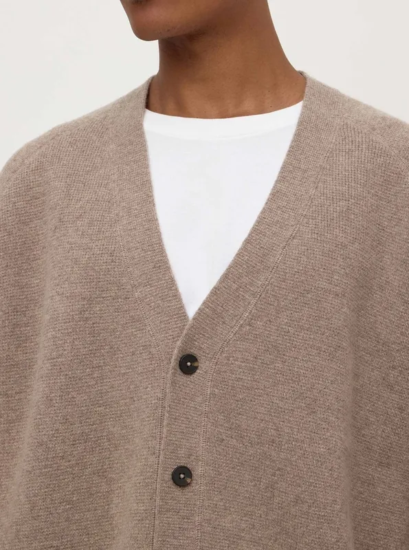 Brown Marled Wool Button Cardigan