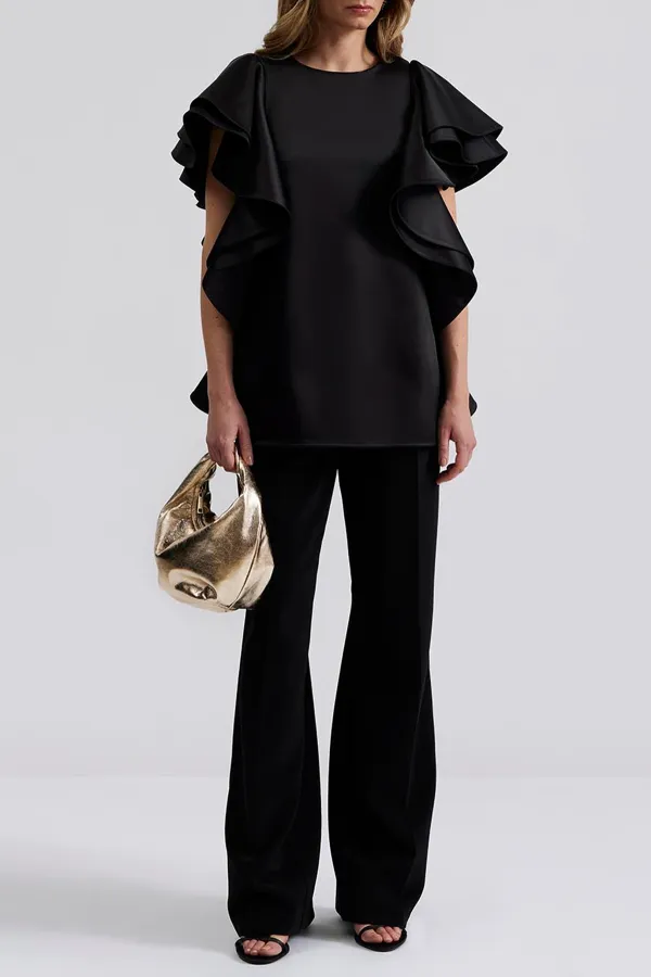 Ruffled Sleeveless Oversized Blouse