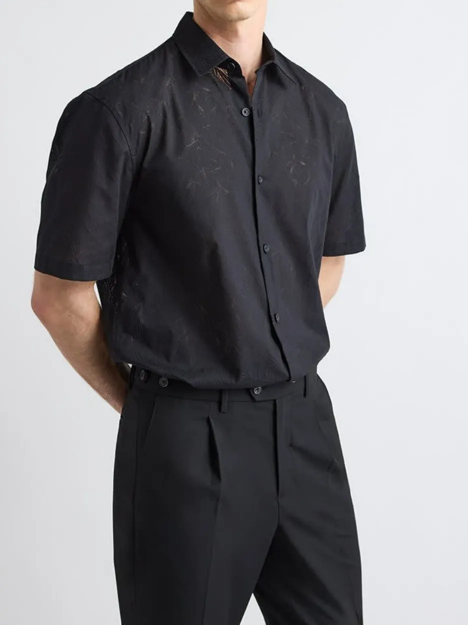Black Casual Style Short-Sleeve Shirt
