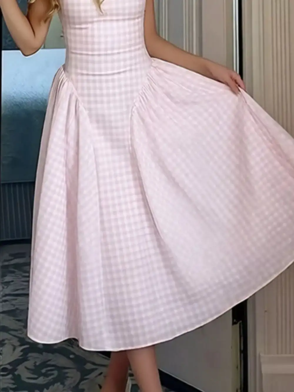 Full Size Square Neckline Midi Dress Plus Size