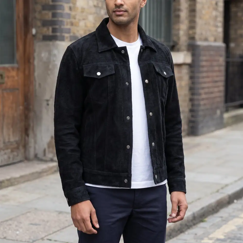 Refined Suede Trucker Western Multi Pocket Jacket