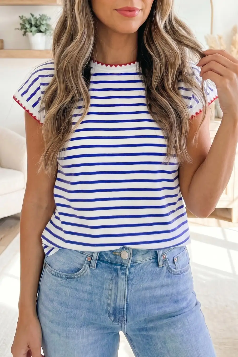 Airy Texture Crew Neck Tee