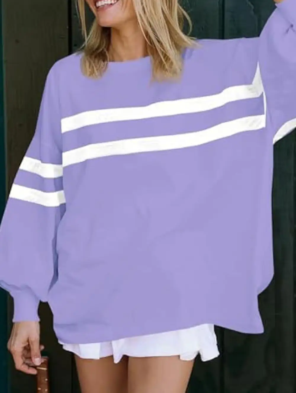 Striped Crew Neck Loose Sweatshirt
