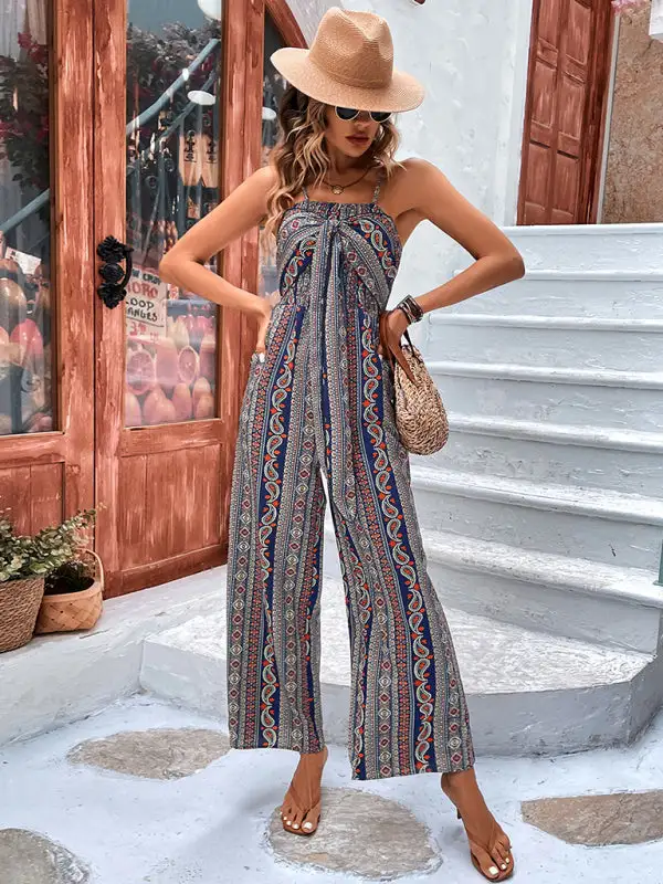 Bohemian Ethnic Print Jumpsuit