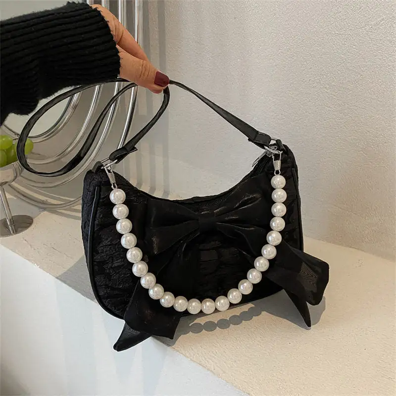 Pearl Bow Casual Shoulder Bag