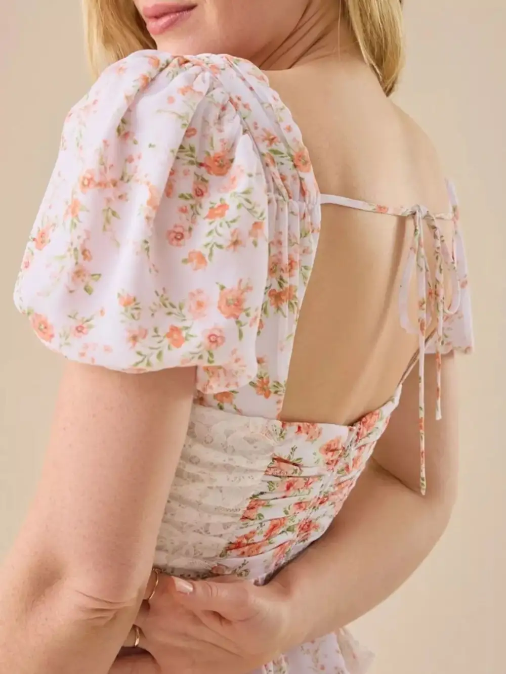 Puff Sleeve Tiered Floral Mini Dress