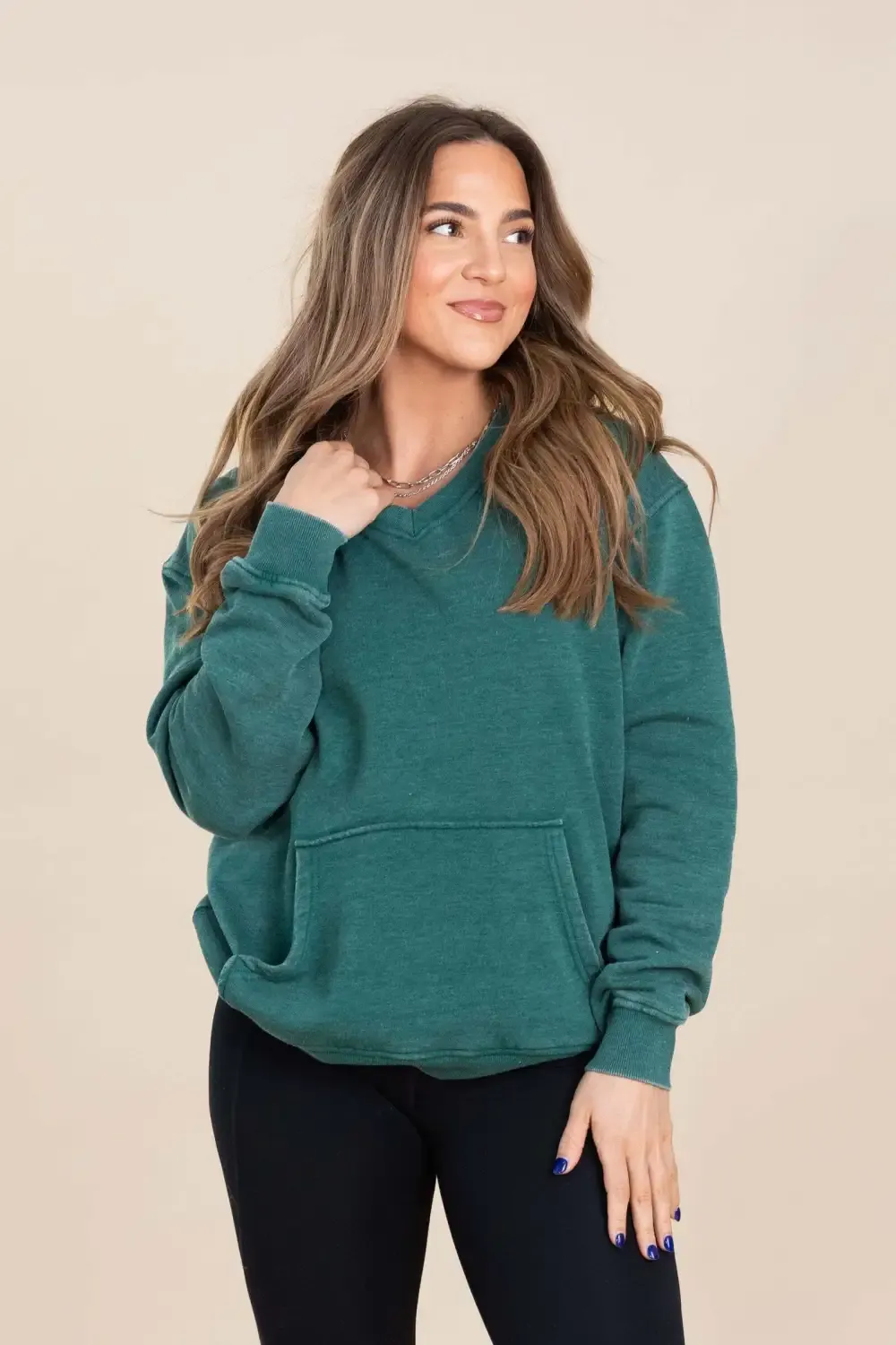 🔥Your Favorite Is Back! Pigment Dyed Cozy Campfire V-Neck Sweatshirt