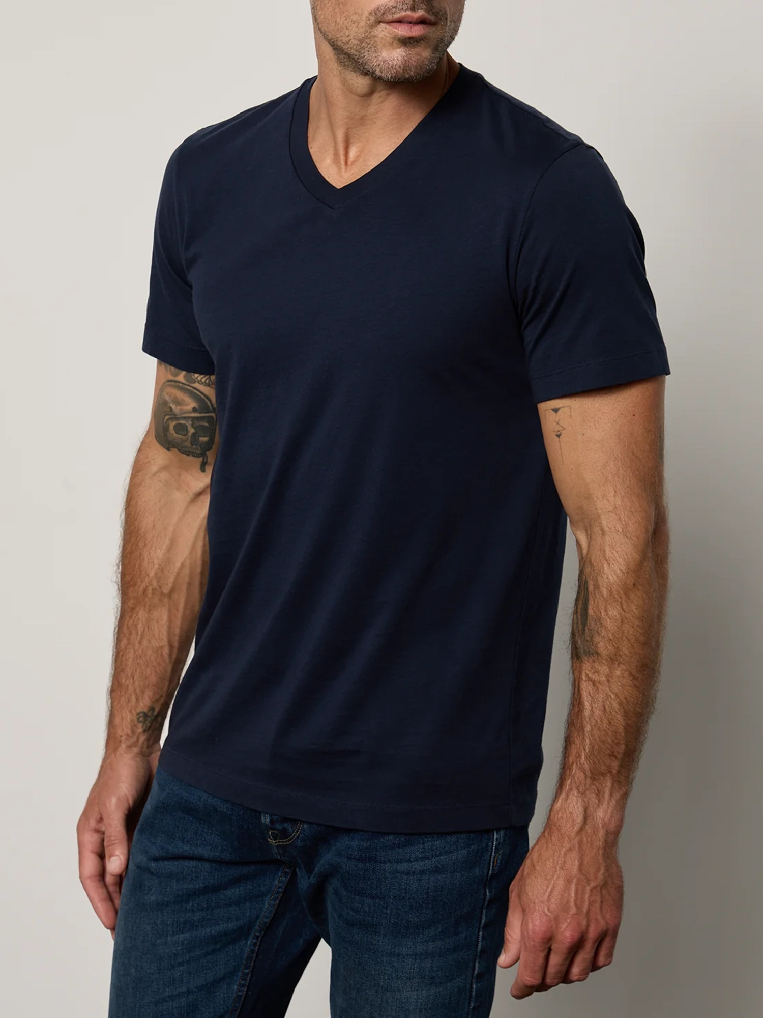 Men's Fashion Cotton V-Neck Solid Short Sleeve T-Shirt